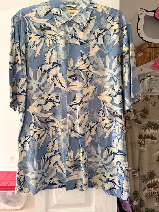 Cubavera Other - Cubavera Blue and Cream Tropical Print Camp Shirt